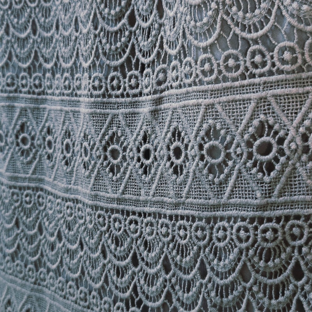 LOFT Dress 8 Sleeveless Blue Crochet Pleated Skirt Mini Zip Back - Picture 10 of 14